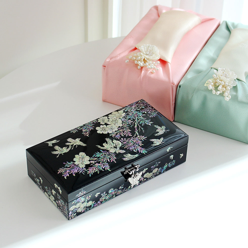 Najeonchilgi 1-Tier Butterfly Garden Yedan Jewelry Box H Jewelry Box Yedan Wedding Gift Box Mother of Pearl, 23 cm