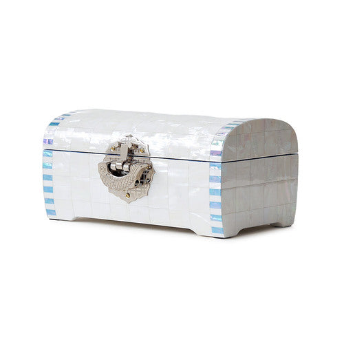 White Pearl Rounded 2-Tier Najeonchilgi Jewelry Box, 18 cm by Park In-ho