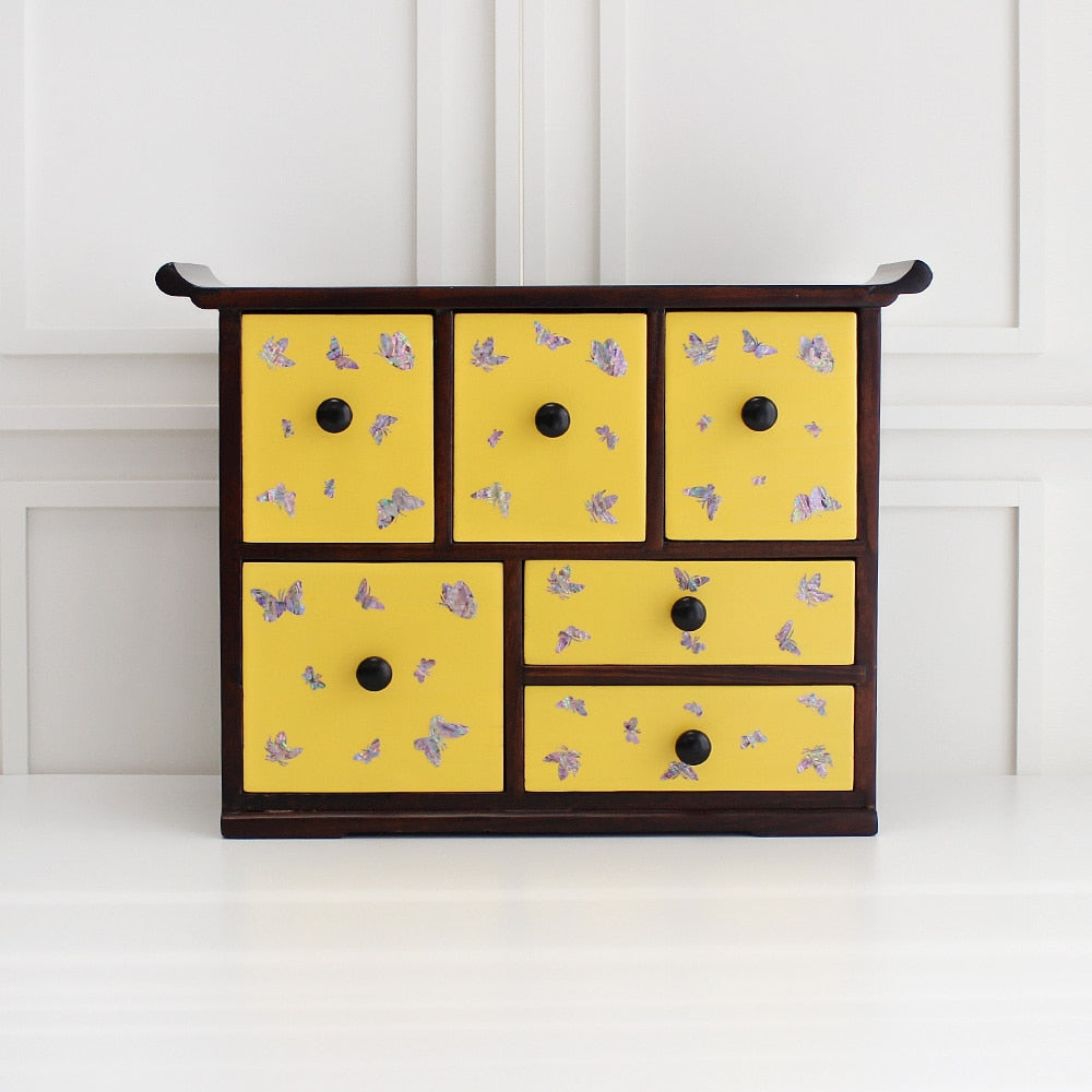 Color Mother of Pearl Butterfly Seonbi Scholar 6-Drawer (Small)