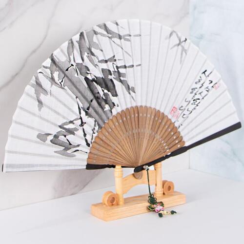 Large Silk & Ramie Hand Fan - FN0003