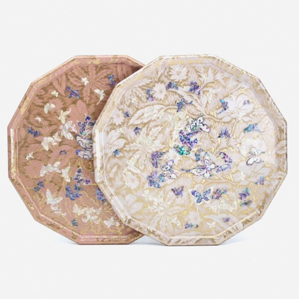 Silk Najeon Flower & Butterfly Mother of Pearl Tray
