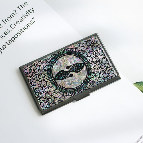 2-Piece Set: Black Mother of Pearl Business Card Case N Mother of Pearl Pen