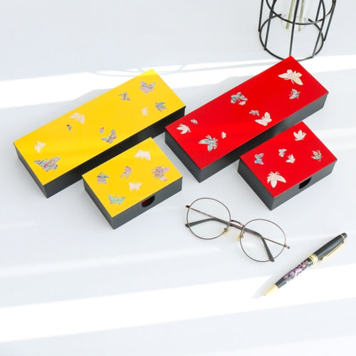 2-Piece Set: Najeonchilgi Butterfly Mother of Pearl Business Card Case Pen Case Set (Case Box)