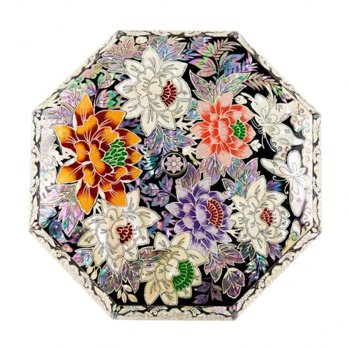 Peony Octagonal Knob Candy Bowl (Black) - by by Park In-ho