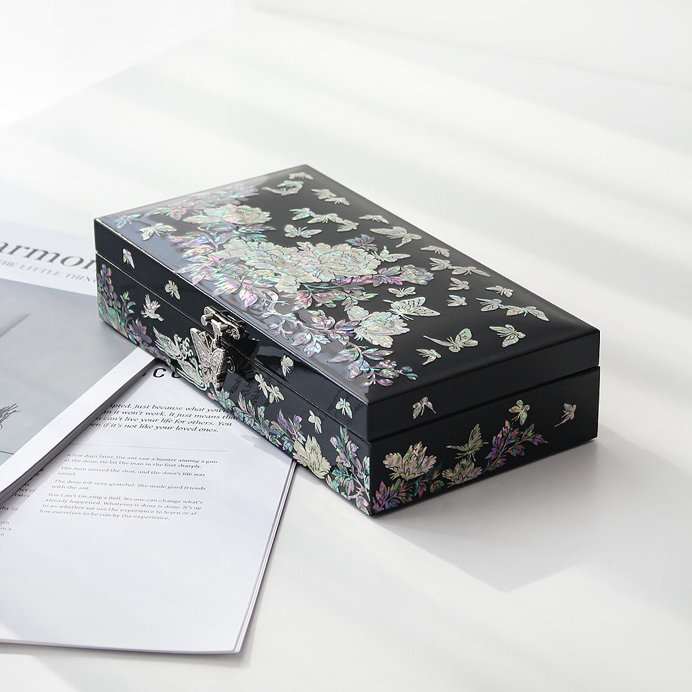 Najeonchilgi 1-Tier Peony & Butterfly Yedan Jewelry Box H, 23 cm