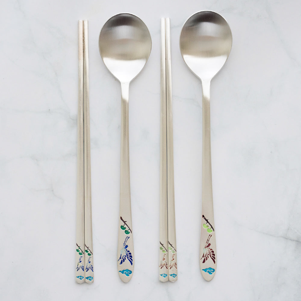 Spoon & Chopstick Set — Pine & Crane - LV0070