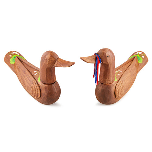 Large Wooden Mandarin Duck — Lotus - DE0141