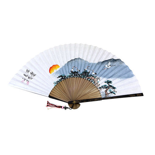 Hanji Traditional Fan — Pine & Crane - FN0091