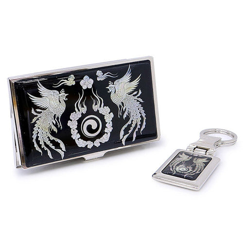 Najeon Chilgi Mother of Pearl Business Card Case Set — Phoenix - OF0162