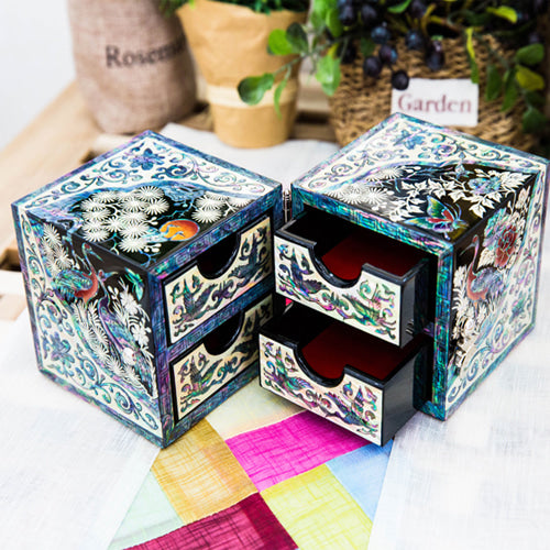 Crane & Pine Cloud Pattern Border Mother of Pearl Jewelry Box - Oh Myung - Ho -