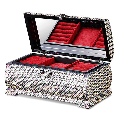 Seven Treasures rounded two-tier mother-of-pearl jewelry box by Park In-ho
