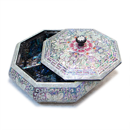 Premium Najeonchilgi Lacquerware Butterfly Octagonal 다용도 Mother of Pearl Jewelry Box - Jang Tae - Bok