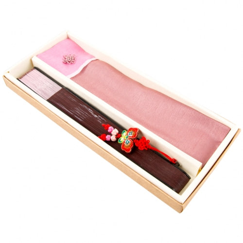 Silk & Ramie Hand Fan — Butterfly (Pink) - FN0064