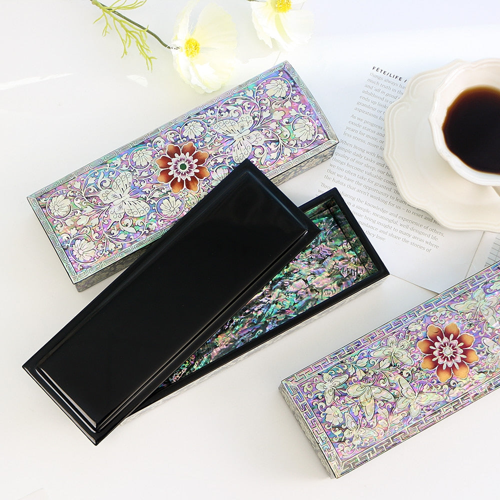 Najeonchilgi Butterfly Flower Arabesque Mother of Pearl Pen Case Korean