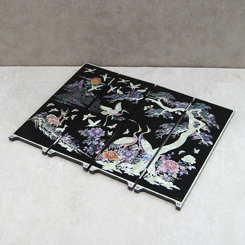 Najeon Chilgi Mother of Pearl Folding Screen — Pine & Crane - DE0013
