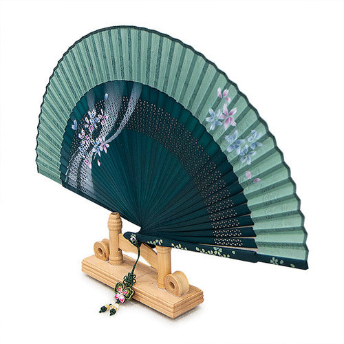 Silk & Ramie Hand Fan (Green) - FN0005