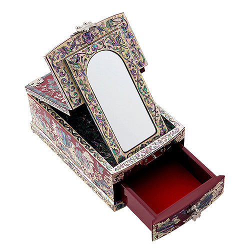 Peony 1-TierDrawer VanityJewelry Box (Red) Small