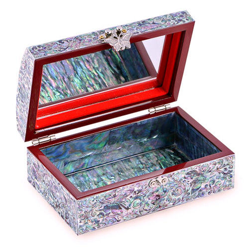 해RedBox Crane & Pine Cloud Pattern Border 1-Tier Jewelry Box (Red)