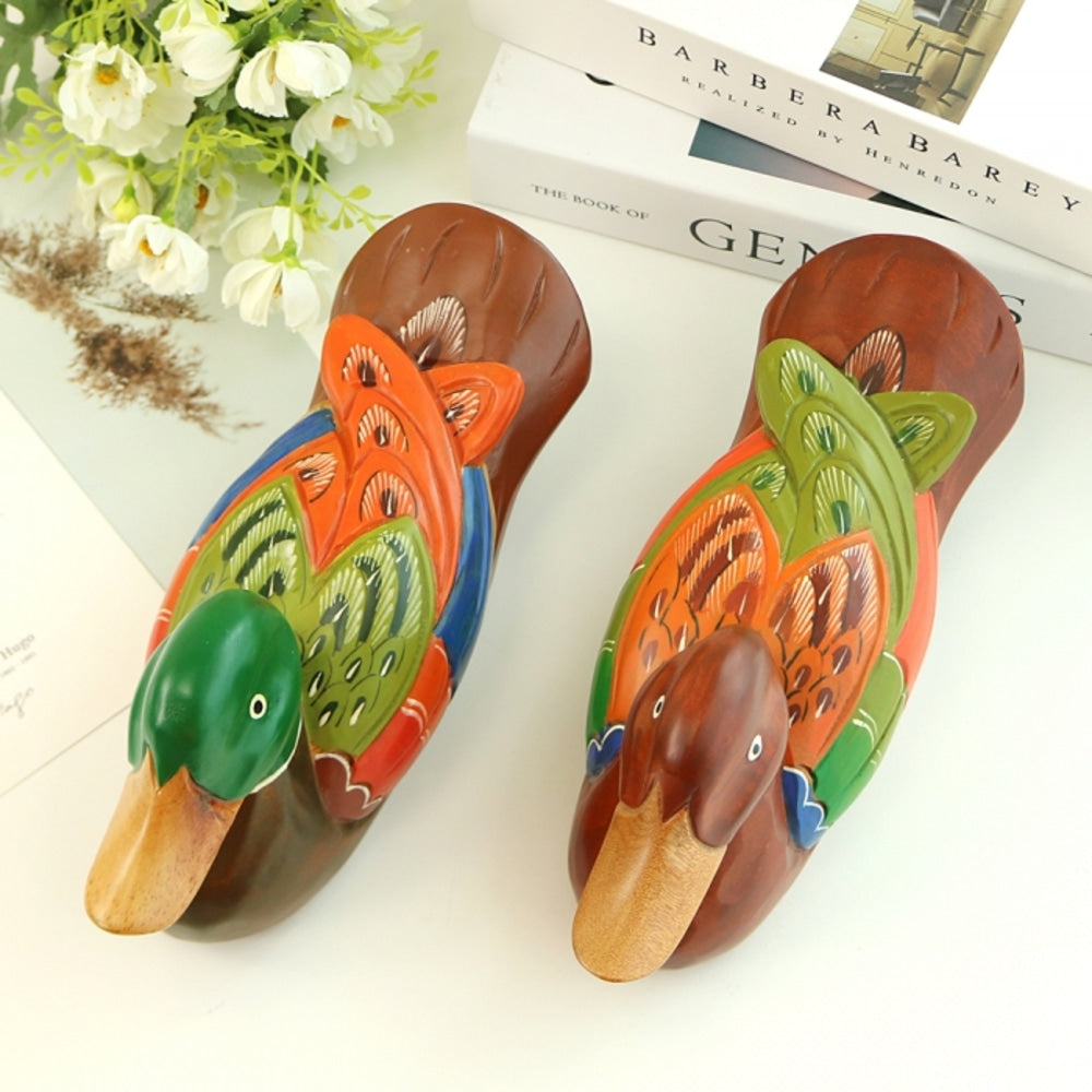 Traditional Wood Carved Mandarin Duck Set (Large) Wood Carved Box Wedding Pyebaek