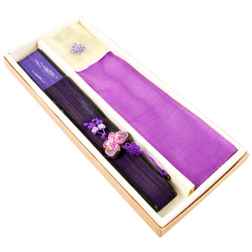 Silk & Ramie Hand Fan (Purple) - FN0038