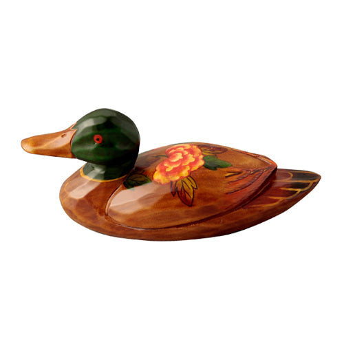 Medium Wooden Mandarin Duck — Peony - DE0147