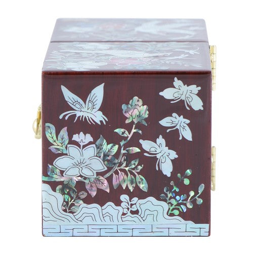 Glossy Plum Blossom Double LiddedJewelry Box (Red) Small
