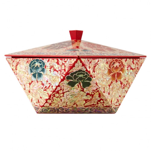 Peony Polygonal Knob Multi-Purpose Box (Red)