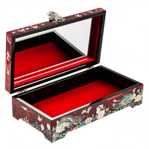 Hanji Peacock 1-Tier LeftJewelry Box (Red) - Oh Myung - Ho