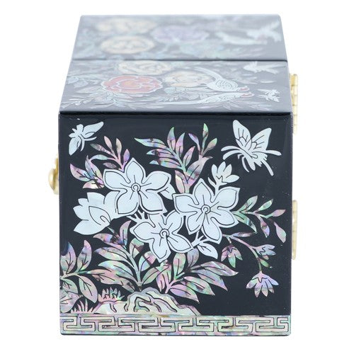 Glossy Rose Double LiddedJewelry Box (Black) Small