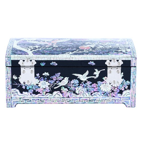 Crane & Pine 2-Tier Embroidered Drawer Left Jewelry Box (Black) - by Kim Young-man (21 cm)