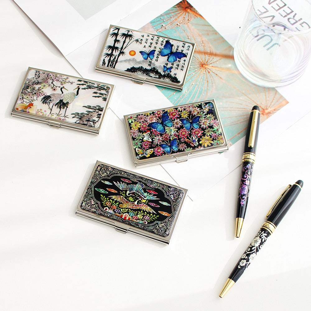2-Piece Set: Mother of Pearl Business Card Case K Mother of Pearl Pen Set
