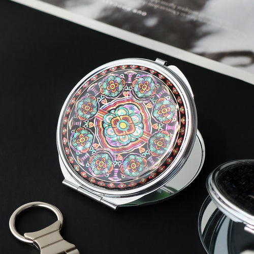 2-Piece Set: Najeon Hand Mirror Keyring Set (Roof-Tile Dancheong Dancheong)