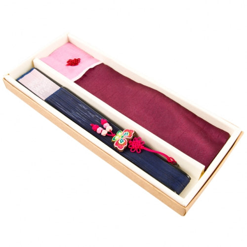 Silk & Ramie Hand Fan — Butterfly (Purple) - FN0065