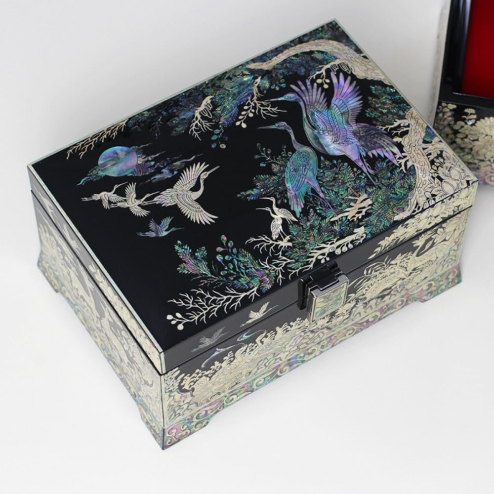 Masterpiece Najeonchilgi Large 3-Tier Mother of Pearl Jewelry Box Yedan Wedding Gift Box, 24 cm