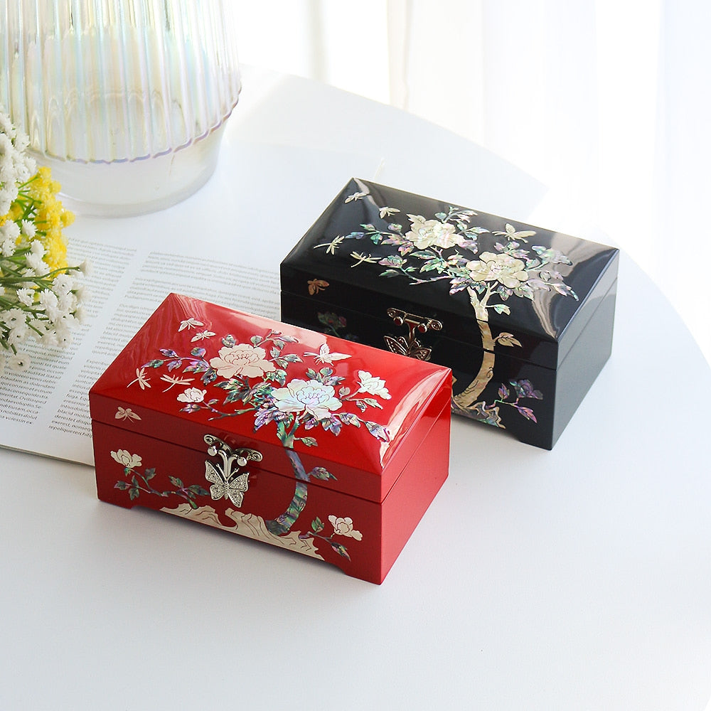 Najeonchilgi Mini 1-Tier Mother of Pearl Jewelry Box Peony (Holder Box), 15 cm