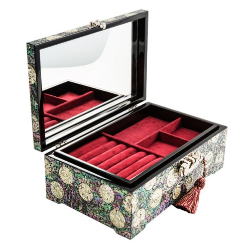 Premium Najeonchilgi lacquerware Ten Symbols of Longevity Roof Tile Double Door Drawer Mother of Pearl Jewelry Box
