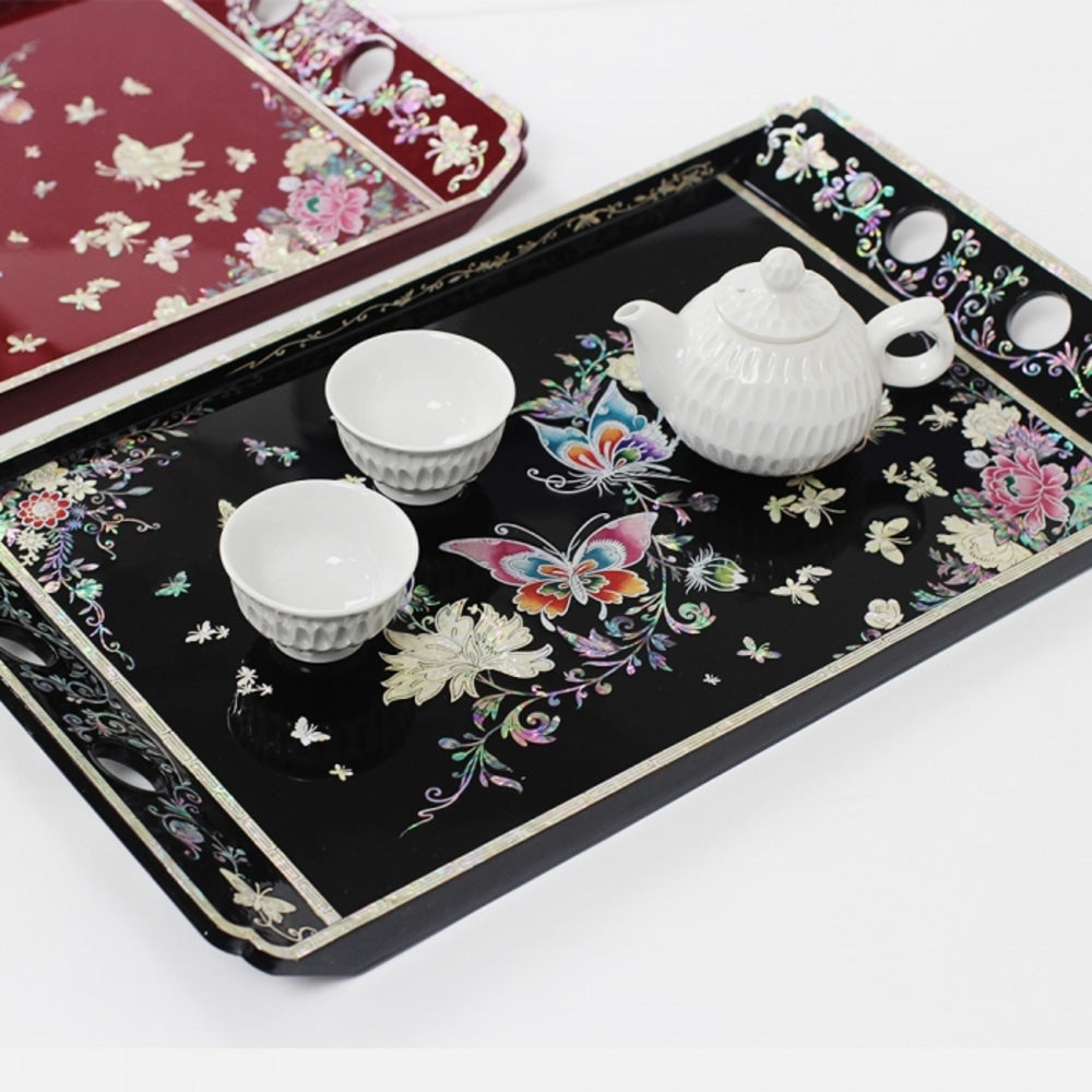 Najeonchilgi Butterfly Handle Mother of Pearl Tray (Medium)