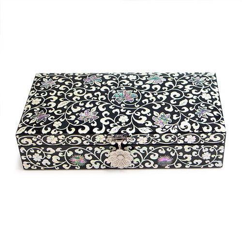 Peacock 2-Drawer Vanity Jewelry Box (Red)- by Kim Yong-gwan (Large)