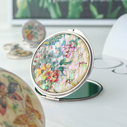 2-Piece Set: Mother of Pearl Hand Mirror Keyring K
