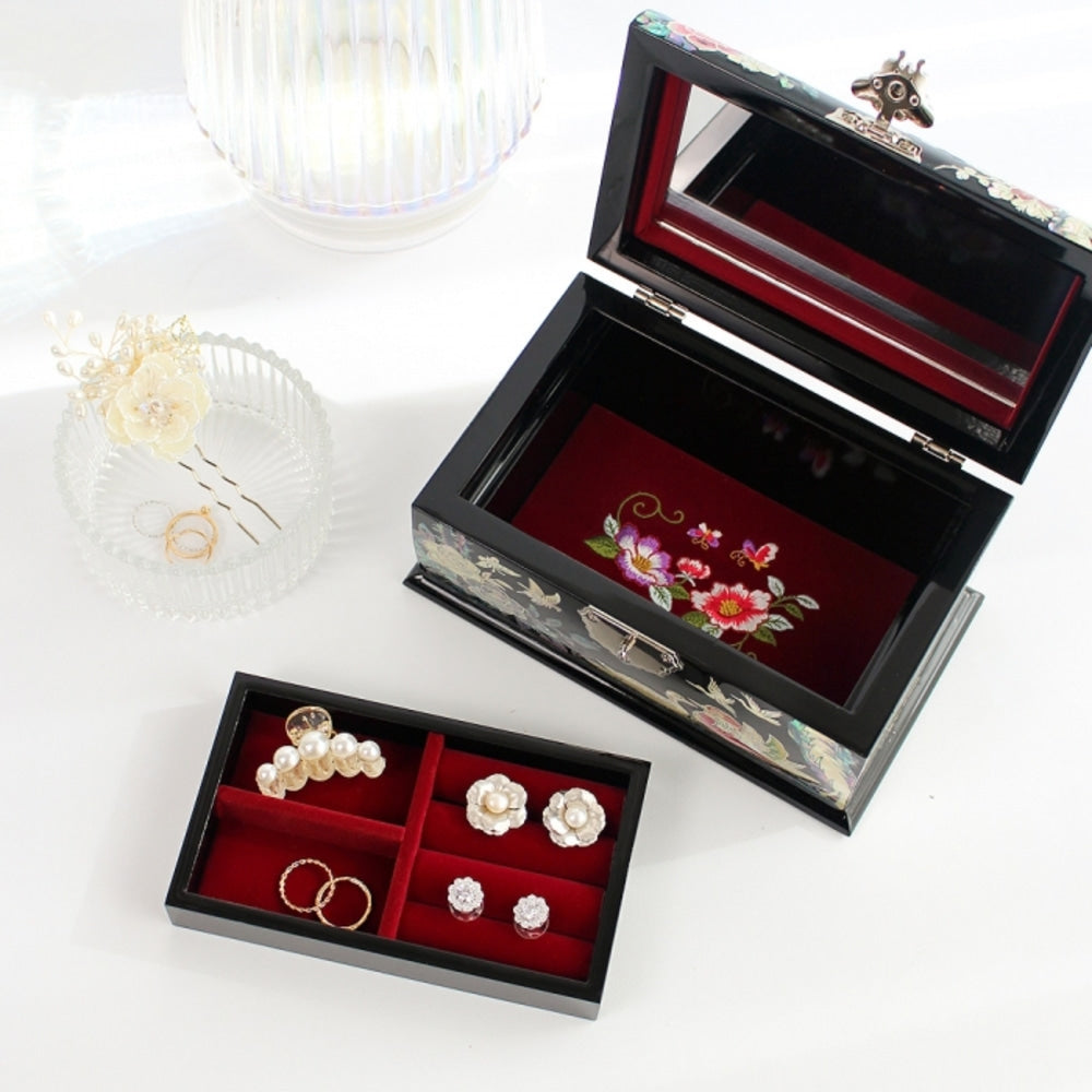 Masterpiece Najeonchilgi Peacock Rounded Mother of Pearl Jewelry Box, 18 cm (Master Artisan Kim Young-man)
