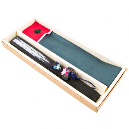 Silk & Ramie Hand Fan (Black) - FN0034