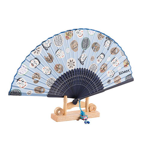 Silk & Ramie Hand Fan (Blue) - FN0016