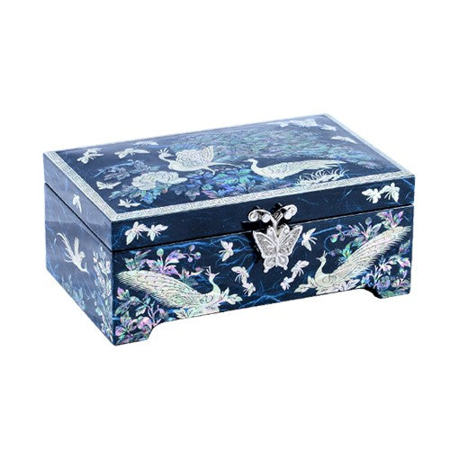 Hanji Peacock 1-Tier Jewelry Box (Red/Blue/Purple)
