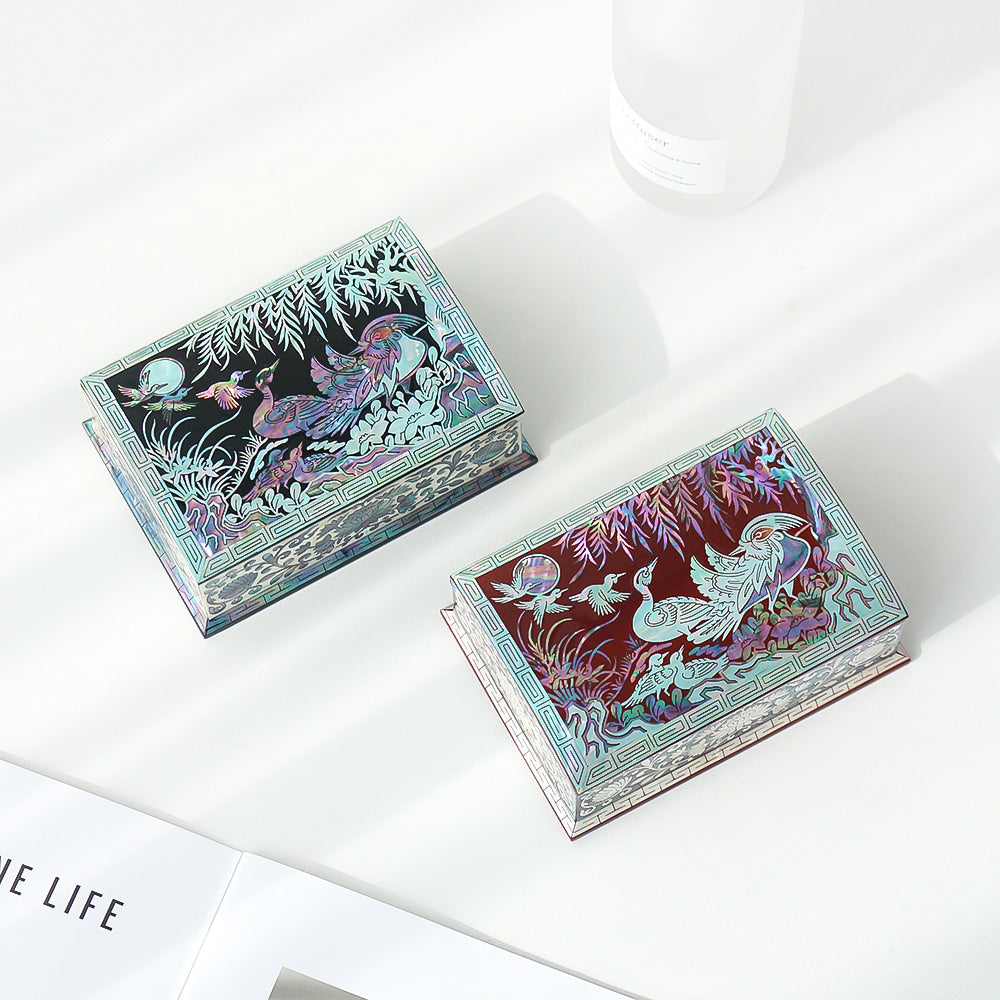 Najeonchilgi Mandarin Duck Auto-Open Mother of Pearl Pen Case Business Card Case