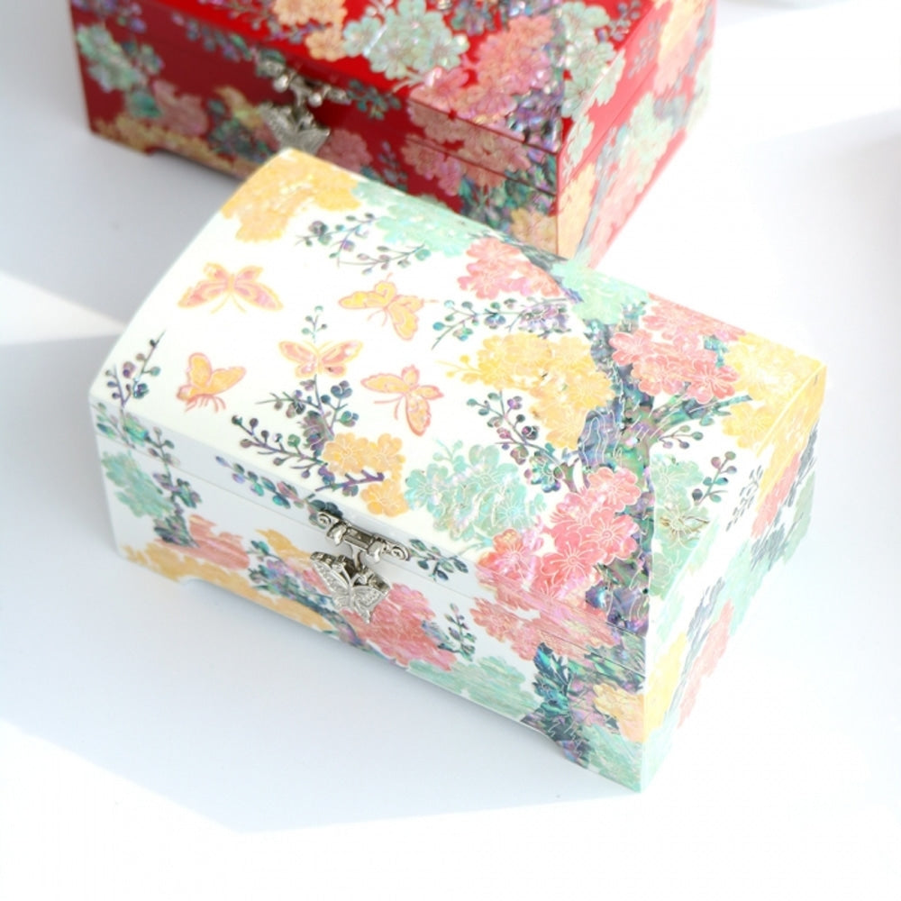 Najeonchilgi Plum & Butterfly Mother of Pearl Jewelry Box, 18 cm