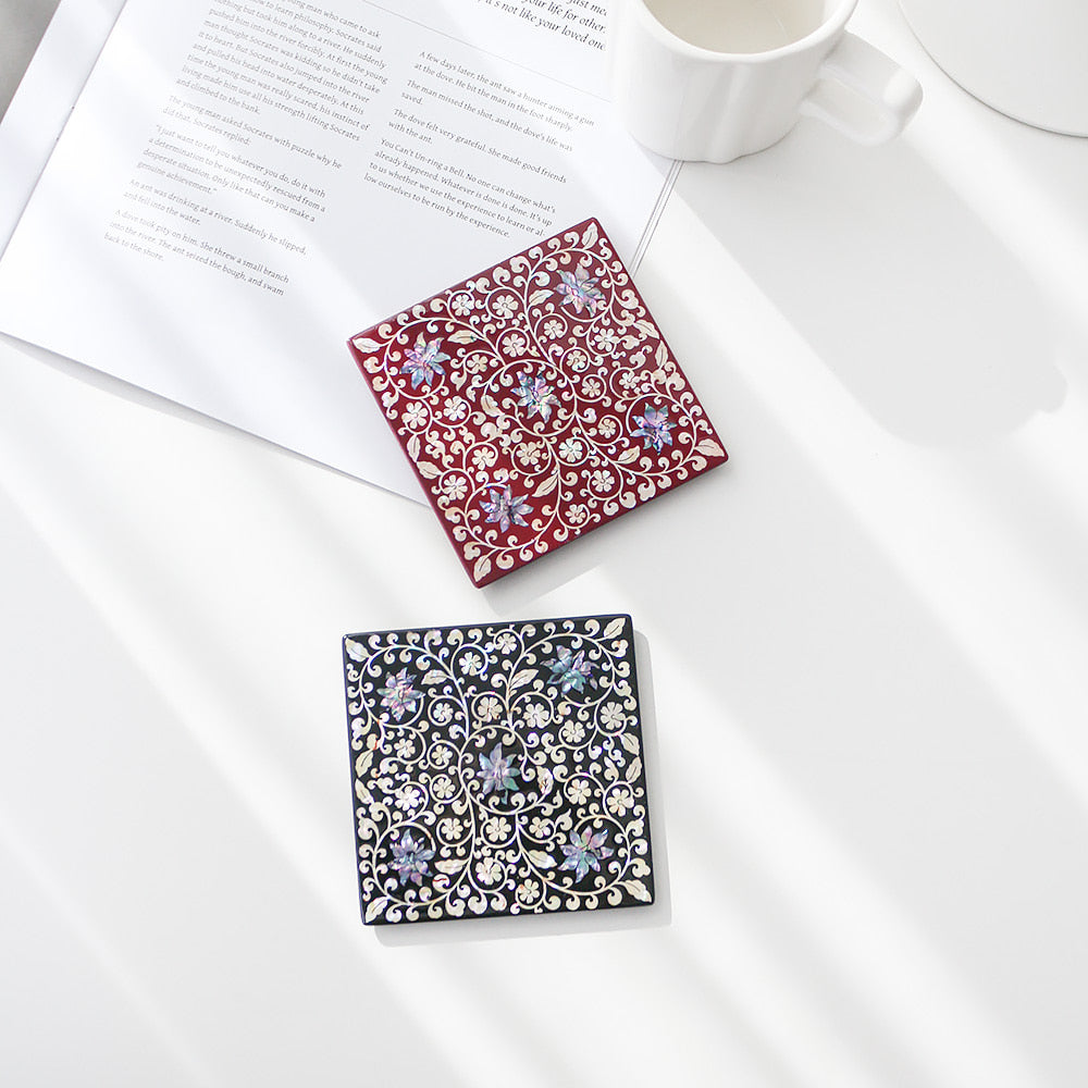 Najeonchilgi Square Mother of Pearl Coaster (Arabesque)