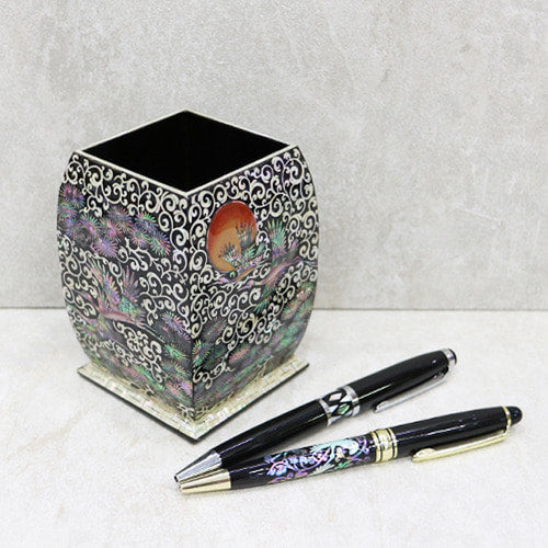 Najeon Chilgi Mother of Pearl Pen & Pencil Holder — Pine & Crane - OF0038