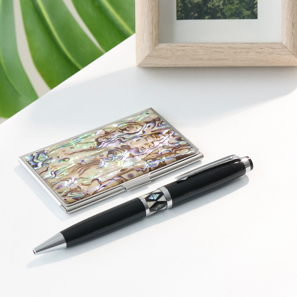 2-Piece Set: Premium Najeonchilgi Aurora Business Card Case M Gift Pen