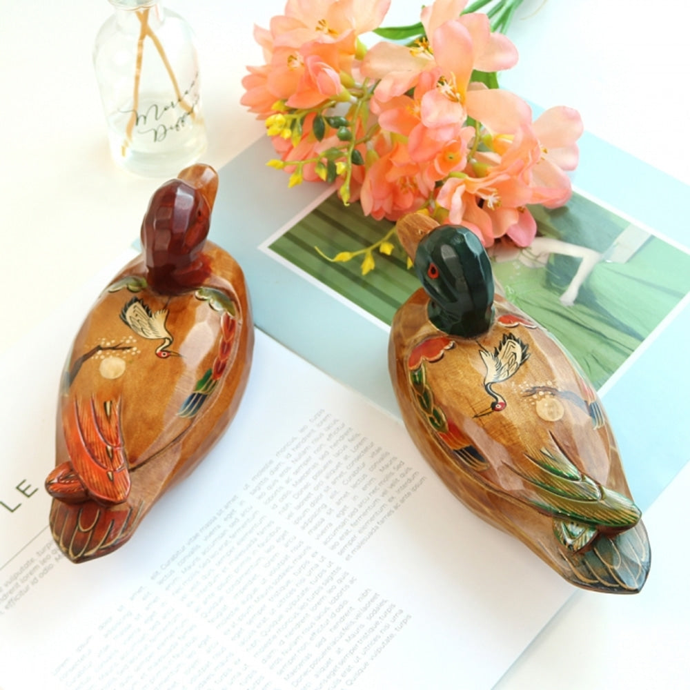 Premium Moon Crane Duck Set (Medium) Wood Carved Wedding Pyebaek Box Dragon