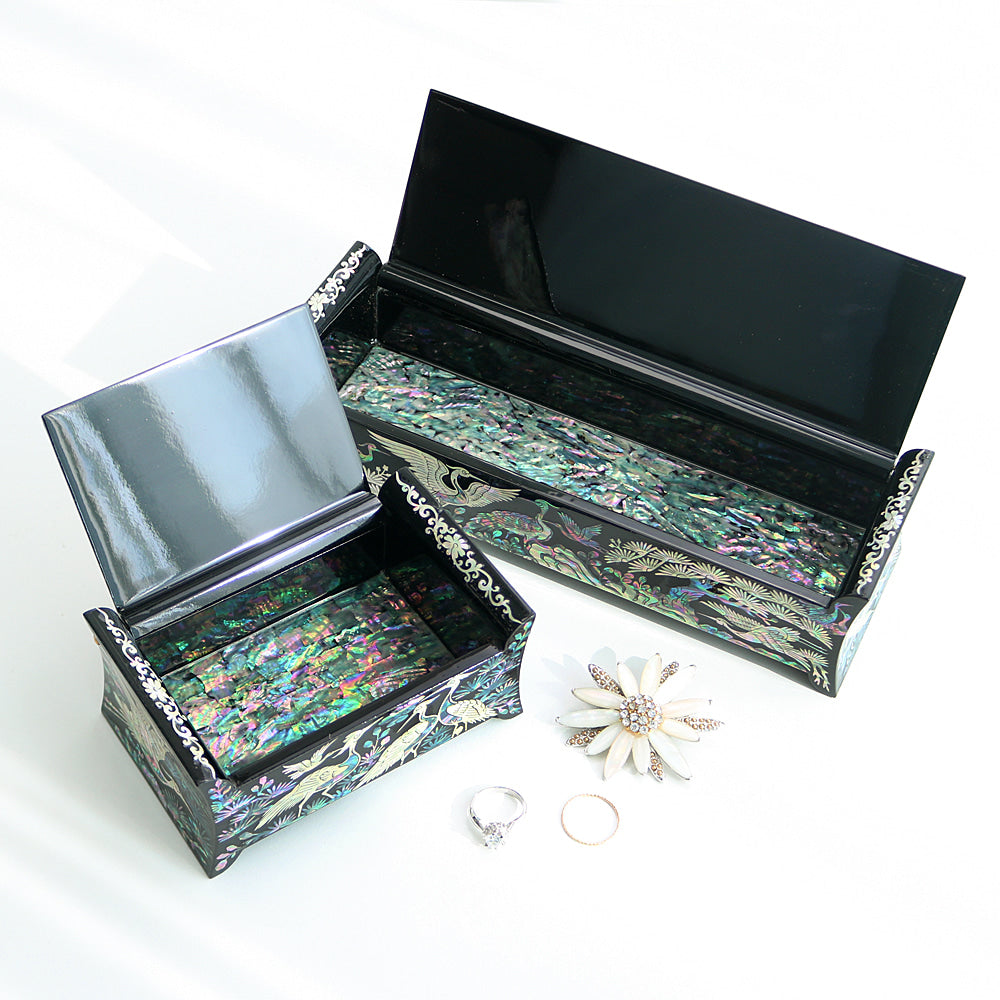 Masterpiece Najeon Pine & Crane Roof-Tile Pen Case Box (Master Artisan Kim Young-man)
